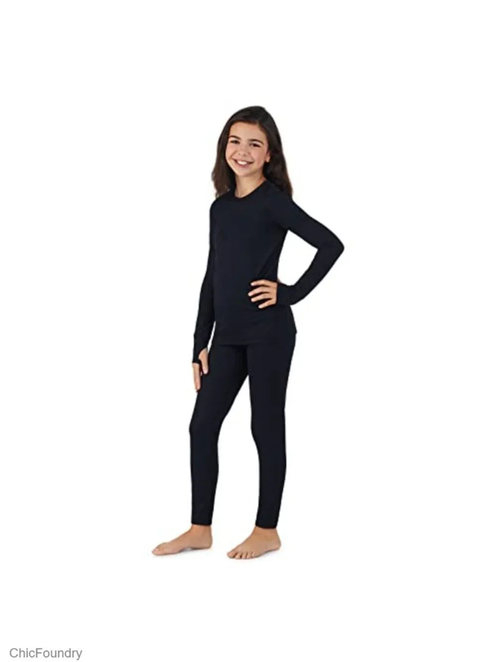 Girls Thermal Underwear Set Heavyweight Brushed Fleece Base Layer